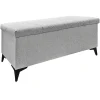 Banc - Bout de lit avec coffre de rangement tissu gris chiné - AISHA