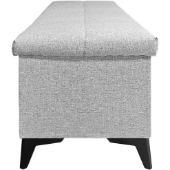 Banc - Bout de lit avec coffre de rangement tissu gris chiné - AISHA