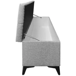 Banc - Bout de lit avec coffre de rangement tissu gris chiné - AISHA