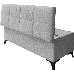 Banc - Bout de lit avec coffre de rangement tissu gris chiné - AISHA