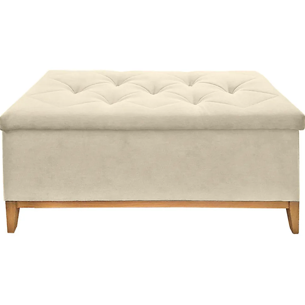 Banc - Bout de lit avec coffre de rangement tissu doux écru - SKY