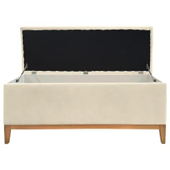 Banc - Bout de lit avec coffre de rangement tissu doux écru - SKY