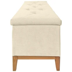 Banc - Bout de lit avec coffre de rangement tissu doux écru - SKY
