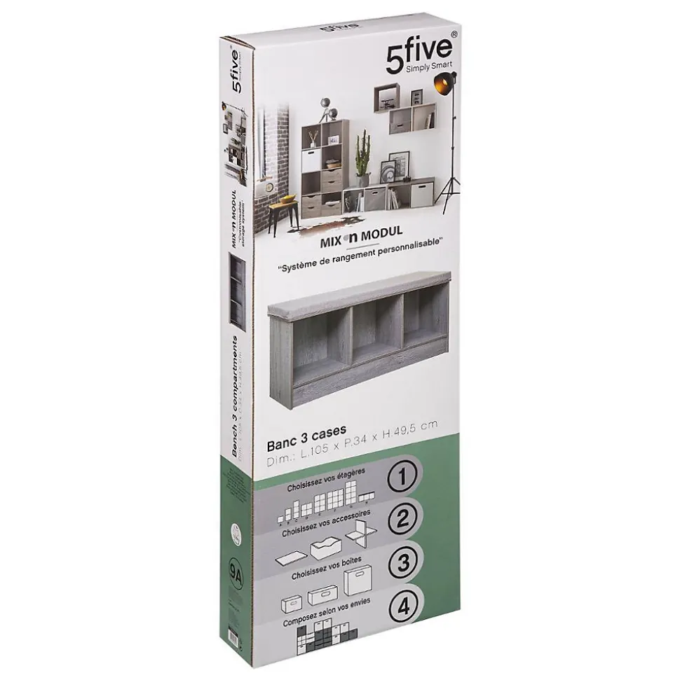 Banc 3 cases Effet chêne gris Mix N' Modul - 5Five
