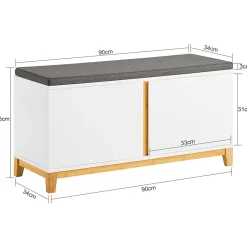 Banc à Chaussure Meuble d'Entrée avec Siège Rembourré et 2 Portes , FSR117-W, SoBuy