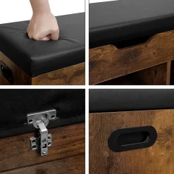 Banc à Chaussures 3 compartiments et 1 Coffre - L80 cm