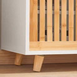 Banc à Chaussures 2 Coussin, 1 Porte Coulissante et 3 Compartiments, FSR125-WN, SoBuy
