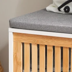 Banc à Chaussures 2 Coussin, 1 Porte Coulissante et 3 Compartiments, FSR125-WN, SoBuy