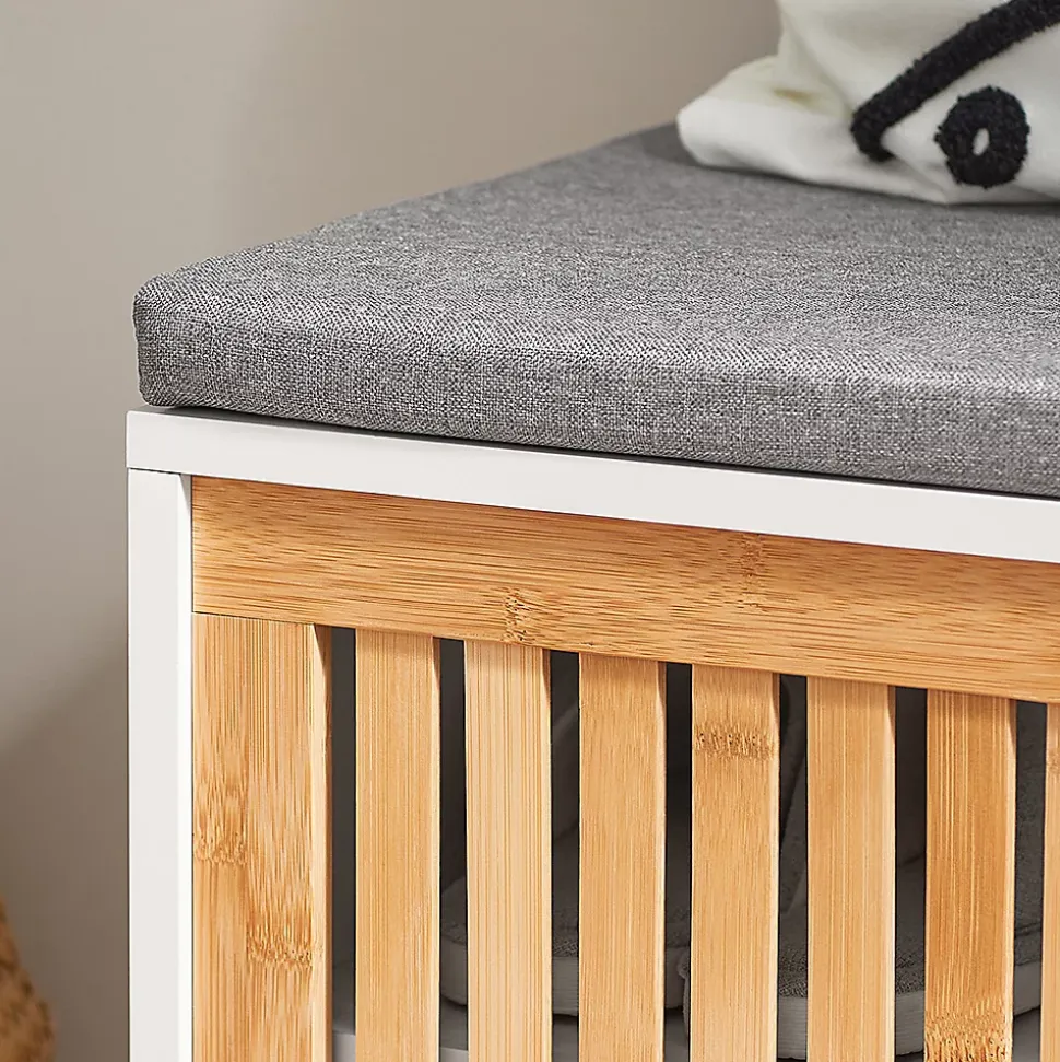 Banc à Chaussures 2 Coussin, 1 Porte Coulissante et 3 Compartiments, FSR125-WN, SoBuy