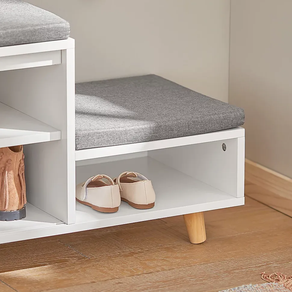 Banc à Chaussures 2 Coussin, 1 Porte Coulissante et 3 Compartiments, FSR125-WN, SoBuy