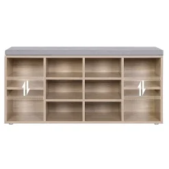Banc à Chaussures 10 Niches Décor Bois - L104 cm