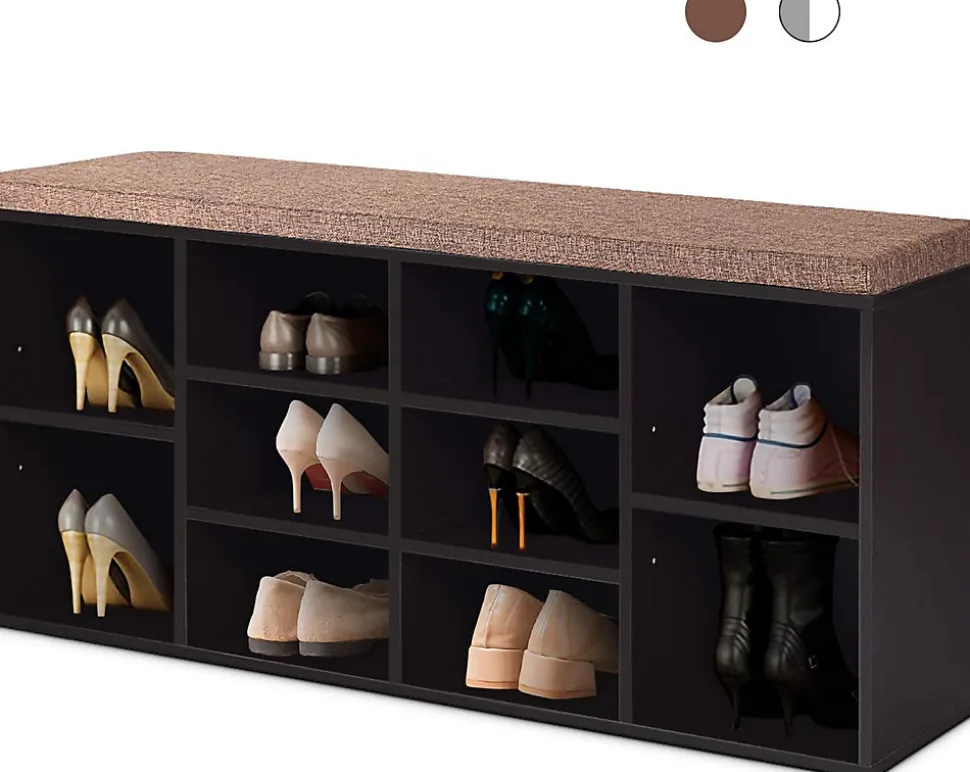Banc à Chaussures Banc de Rangement Meuble Chaussures d'Entrée avec étagères Réglables et Coussin Amovible Charge Max 100 KG