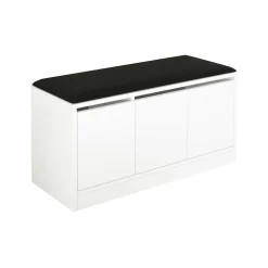 Banc à chaussures Cocos 46x89,5x35,5 Panneau de particules Simili-cuir Blanc Gris Foncé Moderne