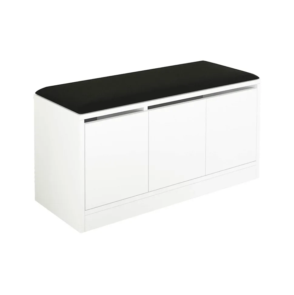 Banc à chaussures Cocos 46x89,5x35,5 Panneau de particules Simili-cuir Blanc Gris Foncé Moderne