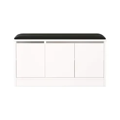 Banc à chaussures Cocos 46x89,5x35,5 Panneau de particules Simili-cuir Blanc Gris Foncé Moderne