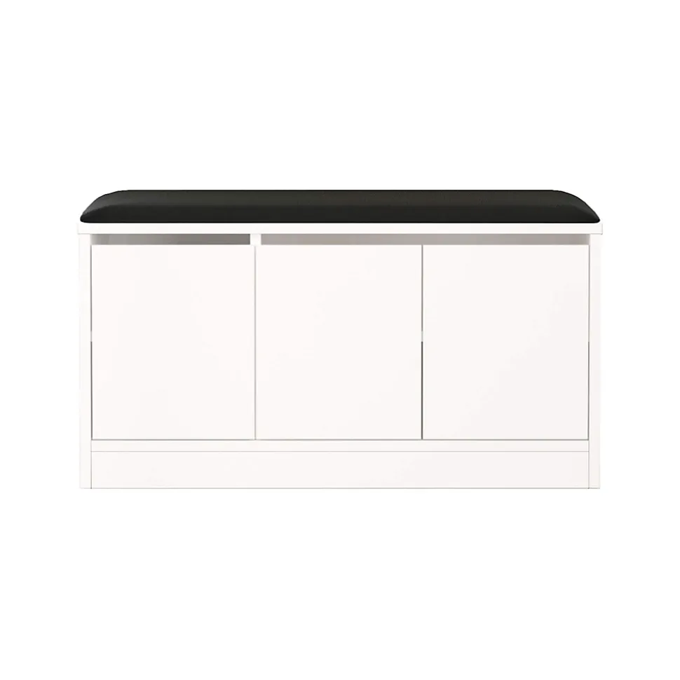 Banc à chaussures Cocos 46x89,5x35,5 Panneau de particules Simili-cuir Blanc Gris Foncé Moderne