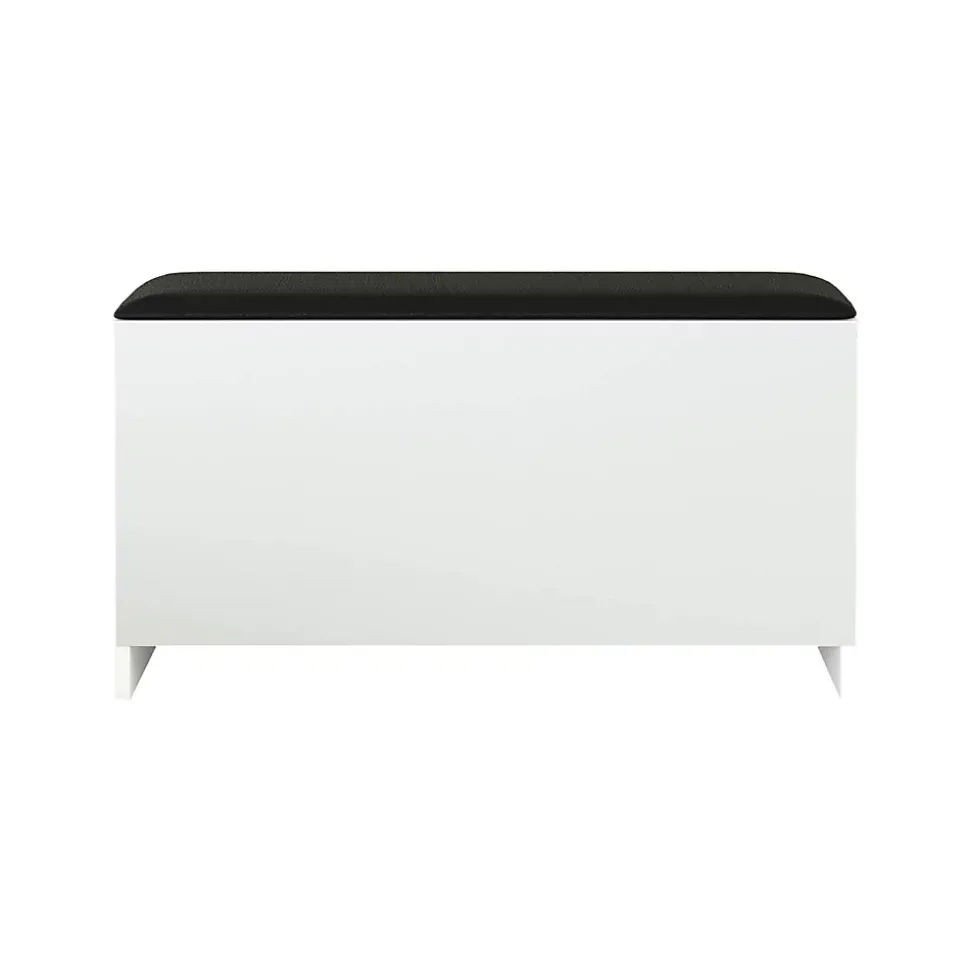 Banc à chaussures Cocos 46x89,5x35,5 Panneau de particules Simili-cuir Blanc Gris Foncé Moderne