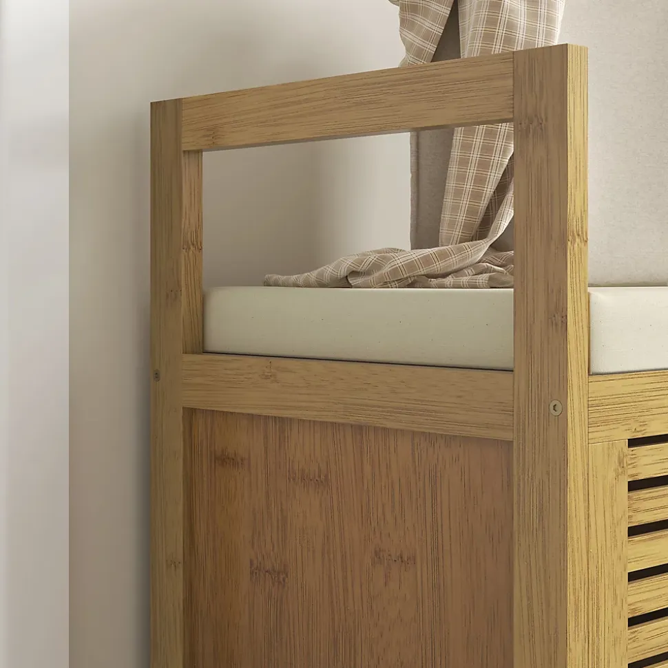 Banc à chaussures coffre de rangement 2 en 1 avec coussin bambou