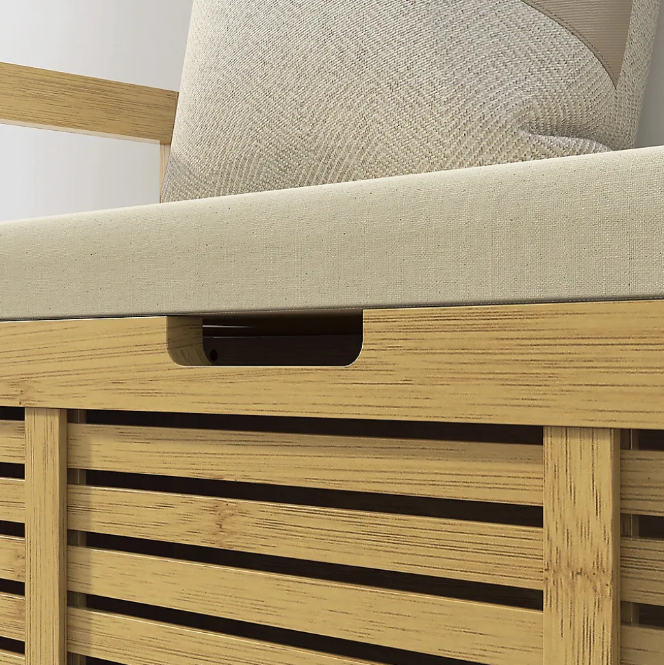 Banc à chaussures coffre de rangement 2 en 1 avec coussin bambou