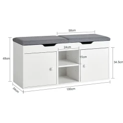 Banc à Chaussures Commode à Chaussures avec Coussin Rembourré, FSR96-W, SoBuy