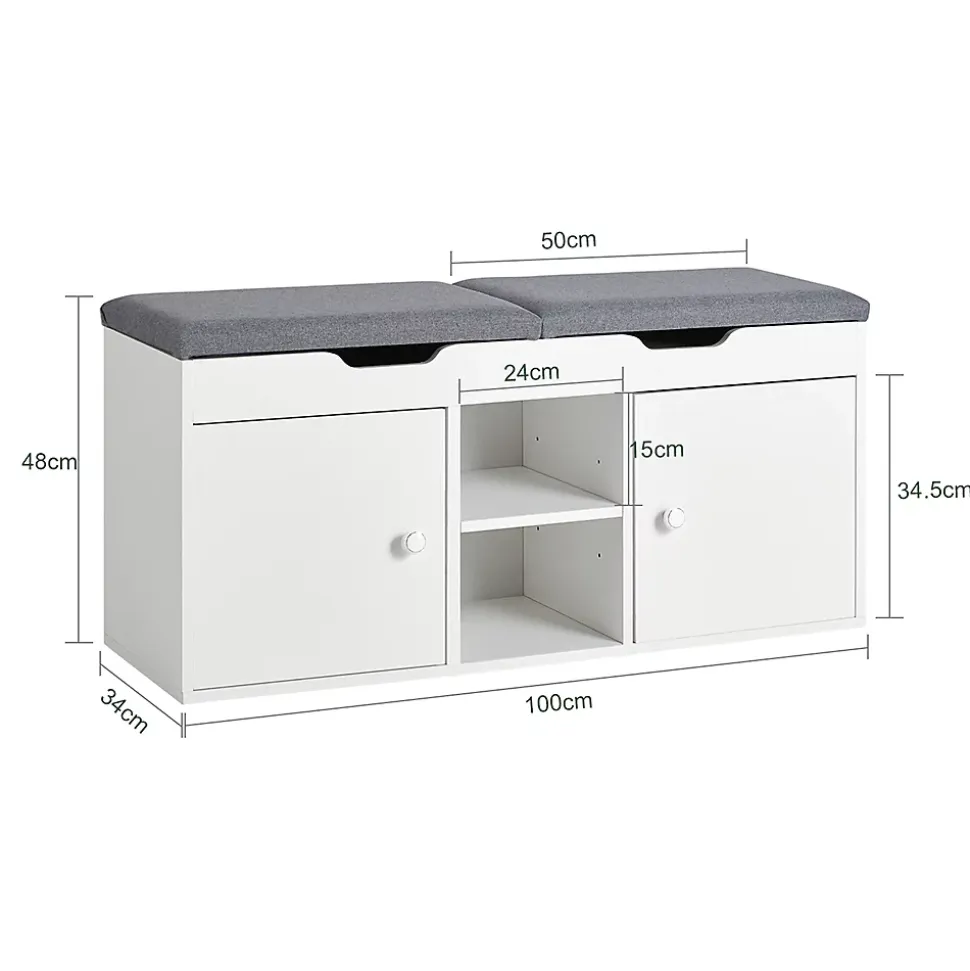 Banc à Chaussures Commode à Chaussures avec Coussin Rembourré, FSR96-W, SoBuy