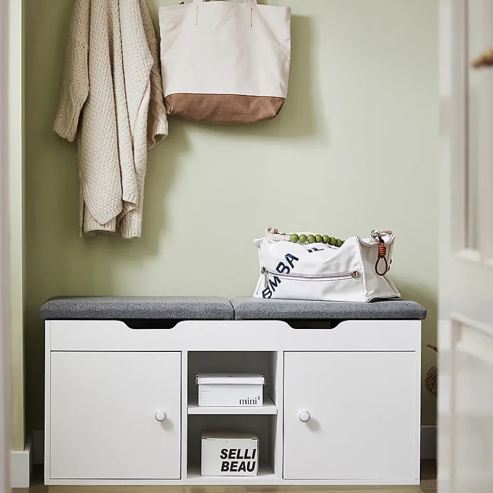 Banc à Chaussures Commode à Chaussures avec Coussin Rembourré, FSR96-W, SoBuy