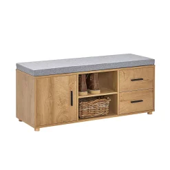 Banc à Chaussures coussin rembourré 2 compartiments 1 porte et 2 tiroirs, FSR148-N, SoBuy