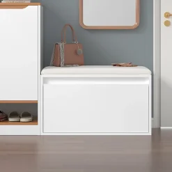 Banc à chaussures Degerfors 80 x 39 x 45 cm blanc en.casa