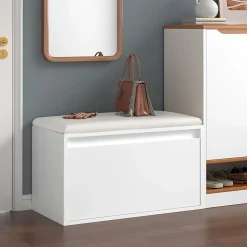 Banc à chaussures Degerfors 80 x 39 x 45 cm blanc en.casa