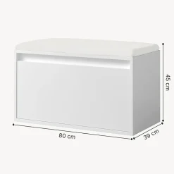 Banc à chaussures Degerfors 80 x 39 x 45 cm blanc en.casa