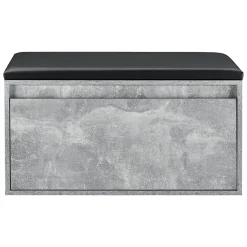 Banc à chaussures Degerfors 80 x 39 x 45 cm effet béton noir en.casa