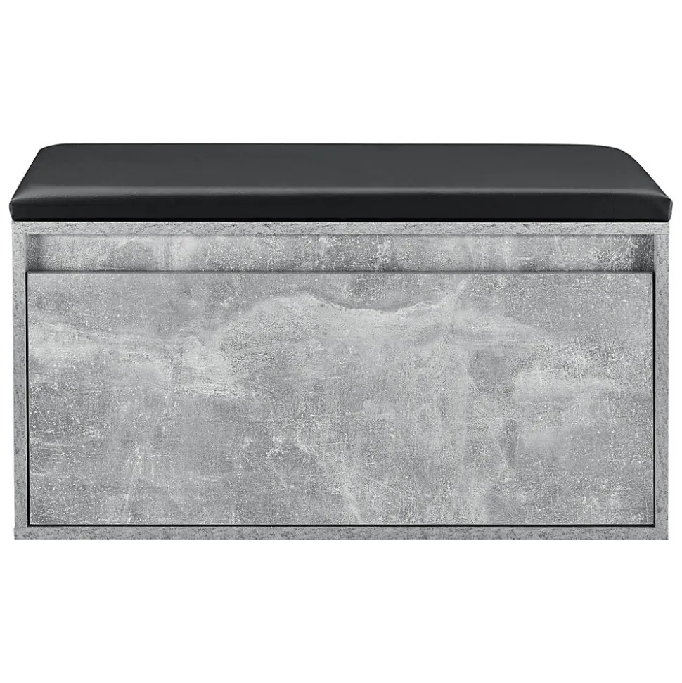 Banc à chaussures Degerfors 80 x 39 x 45 cm effet béton noir en.casa