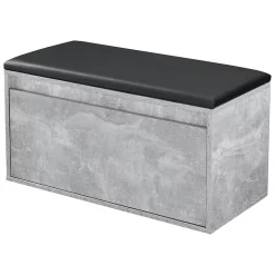 Banc à chaussures Degerfors 80 x 39 x 45 cm effet béton noir en.casa