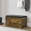 Banc à chaussures Degerfors 80 x 39 x 45 cm effet chêne foncé noir en.casa