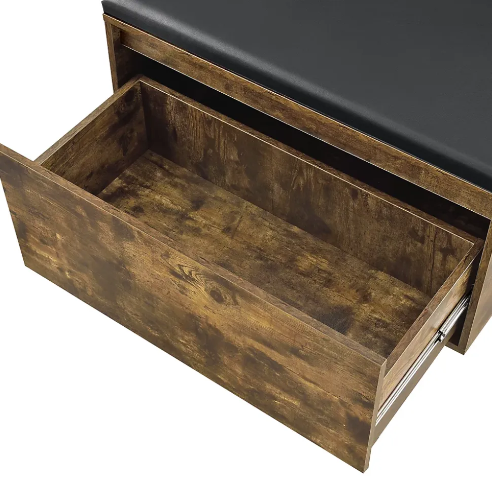 Banc à chaussures Degerfors 80 x 39 x 45 cm effet chêne foncé noir en.casa