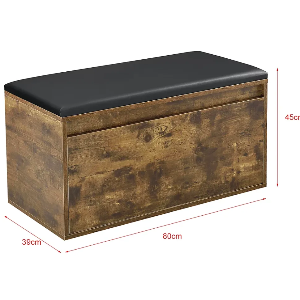 Banc à chaussures Degerfors 80 x 39 x 45 cm effet chêne foncé noir en.casa