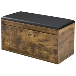 Banc à chaussures Degerfors 80 x 39 x 45 cm effet chêne foncé noir en.casa