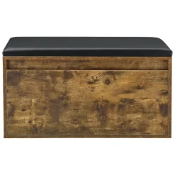 Banc à chaussures Degerfors 80 x 39 x 45 cm effet chêne foncé noir en.casa