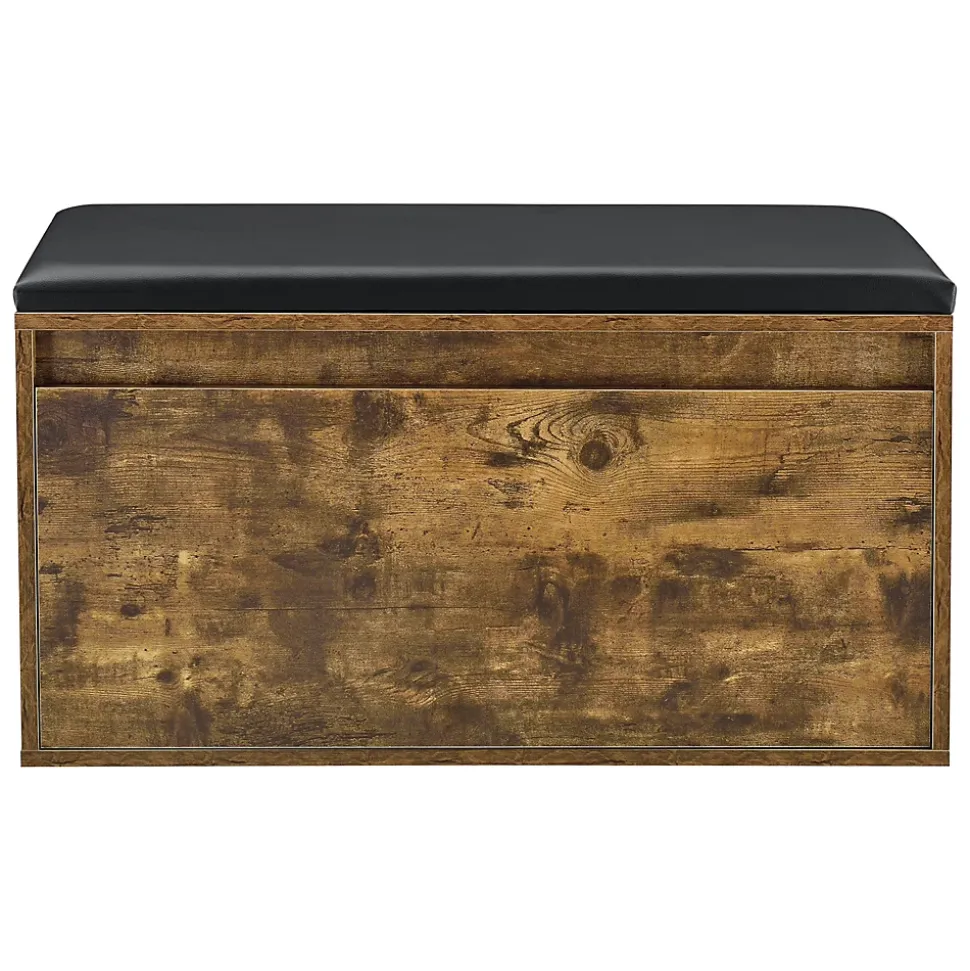Banc à chaussures Degerfors 80 x 39 x 45 cm effet chêne foncé noir en.casa