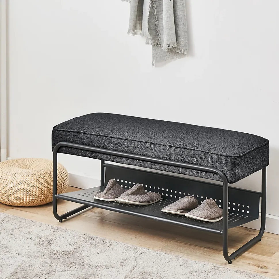 Banc à chaussures Lillehammer 90 x 37 x 42 cm noir en.casa