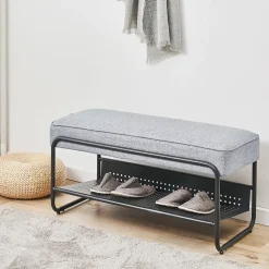 Banc à chaussures Lillehammer 90 x 37 x 42 cm gris en.casa