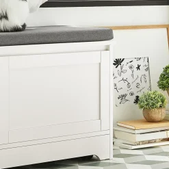Banc à Chaussures Meuble Litière Chat, 2 Portes, 3 Bols Intégrés, Coussin, FSR136-W, SoBuy