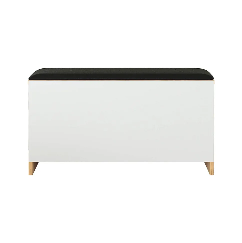 Banc à chaussures Salasal 46x89,5x35,5 Panneau de particules Simili-cuir Chêne clair Gris Foncé Moderne