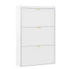 Banc à chaussures étroit avec 3 volets, armoire à chaussures, commode à chaussures,76x23x118cm,blanc