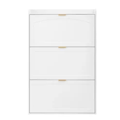 Banc à chaussures étroit avec 3 volets, armoire à chaussures, commode à chaussures,76x23x118cm,blanc