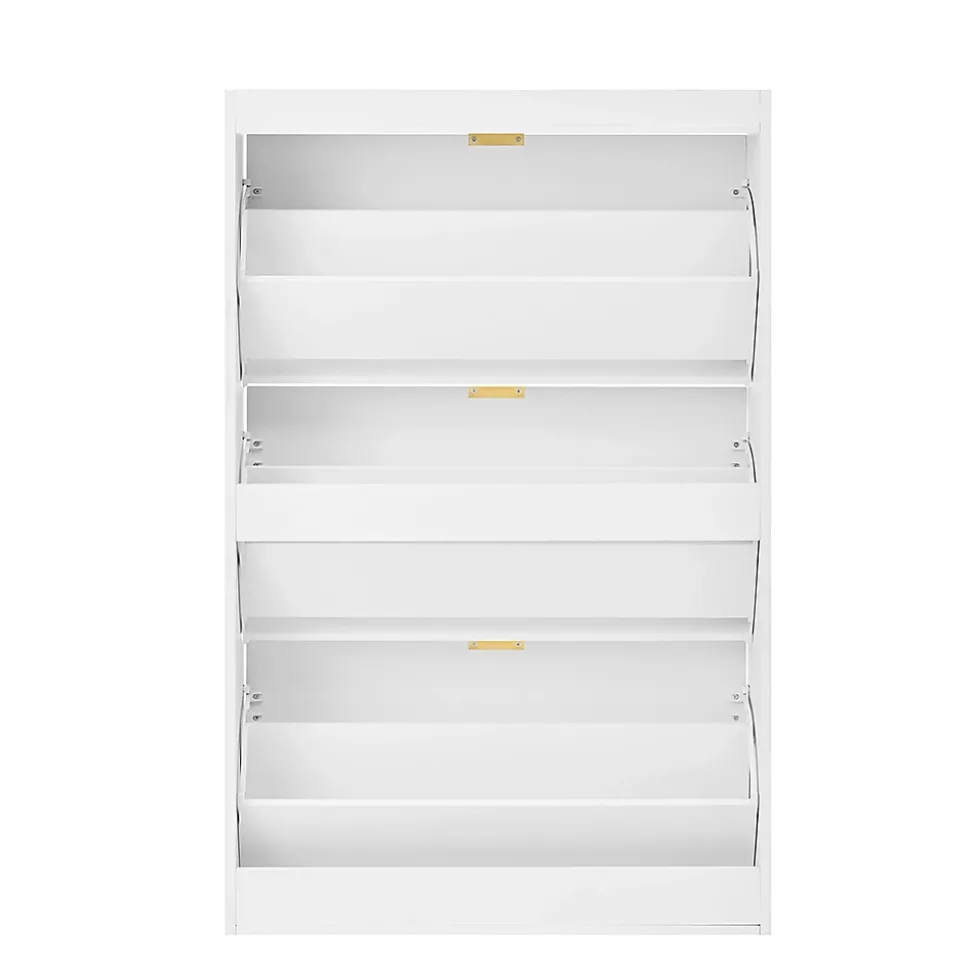 Banc à chaussures étroit avec 3 volets, armoire à chaussures, commode à chaussures,76x23x118cm,blanc