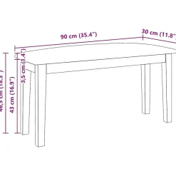 Banc 90 cm blanc bois massif caoutchouc vidaXL