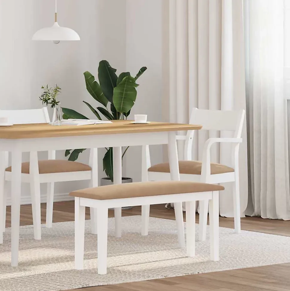 Banc 90 cm blanc bois massif caoutchouc vidaXL