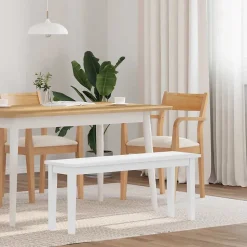 Banc 110 cm blanc bois massif caoutchouc vidaXL