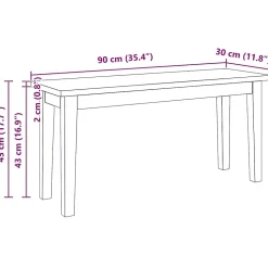 Banc 90 cm blanc bois massif caoutchouc vidaXL
